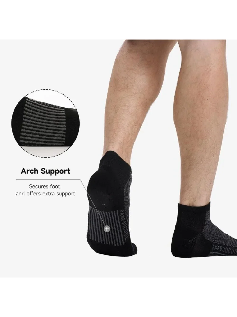 Men's Athletic Ankle Socks - Moisture Wicking, Anti-Odor, Breathable, Arch